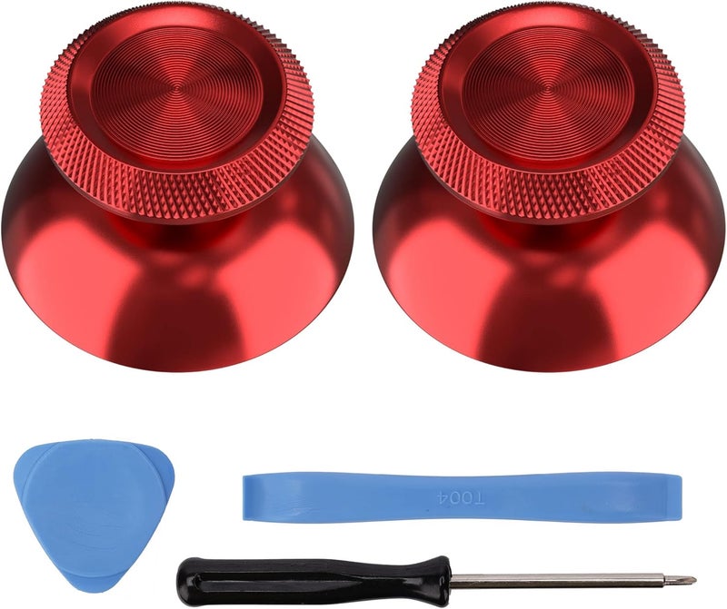 Avericht Metal Thumbsticks for PS5 Controller, Aluminum Joystick Replacement Kit for Dualsense Controller Accessories (Red) - Image 1